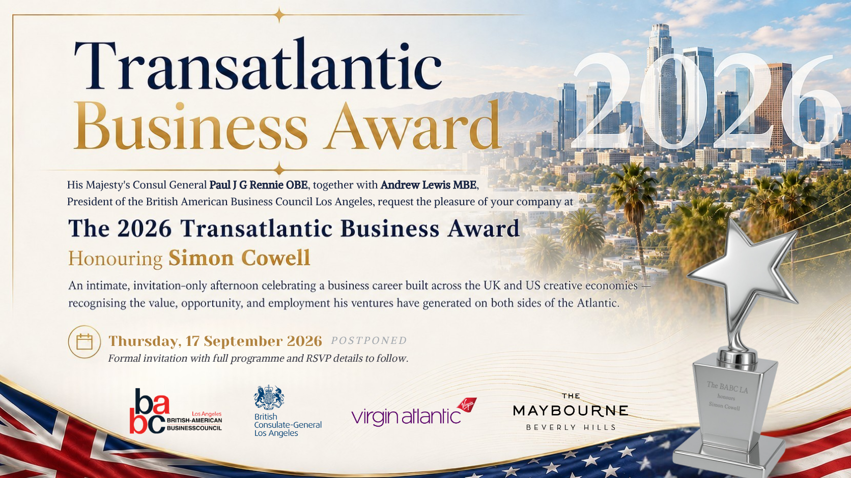 The 2026 Transatlantic Business Award Will Take Place at a New Date
